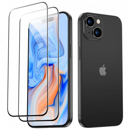 [Pachet 2x] Folie iPhone 15 Plus / 15 Pro Max, ESR Tempered Glass - Negru