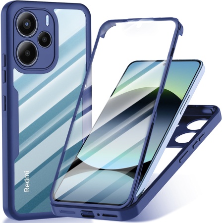 [Pachet 360°] Husa + Folie pentru Xiaomi Redmi Note 14 4G, ColorShield 360° cu sticker - Albastru