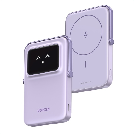 Baterie Externa cu Display Digital, Ugreen, Incarcare Rapida, Magnetic, Wireless, 5000mAh, USB-C, 18W, 5V/3A, PB571, Mov