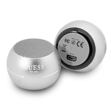 Boxa portabila Guess Mini Bluetooth Speaker (GUWSALGEP), 3W, Autonomie 4 ore, Gri