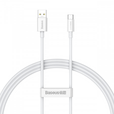 Cablu de Date USB la Type-C 65W, 1m, Baseus - Alb