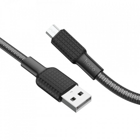 Cablu de date (X69 Jaeger), USB-A la Micro-USB, 12W, 2.4A, 1.0m, HOCO - Negru / Alb