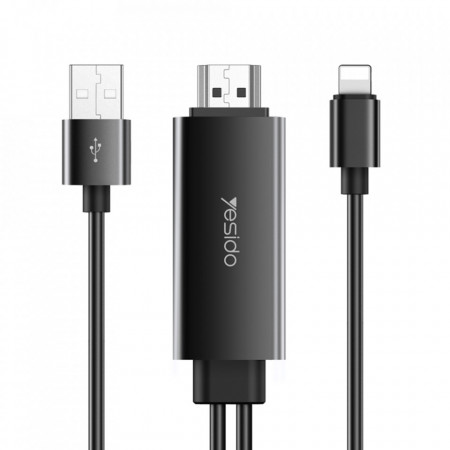 Cablu Video USB la HDMI, Lightning 1080p, 1.8M, Yesido (HM04) - Negru