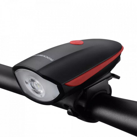 Far LED rezistent la apa, sonerie electrica, reincarcabil 1200mAh, 250Lm, RockBros (7588-R) - Rosu