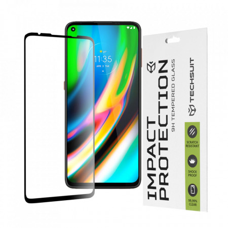 Folie Motorola Moto G9 Plus, ce acopera tot ecranul 111D, Techsuit - Negru