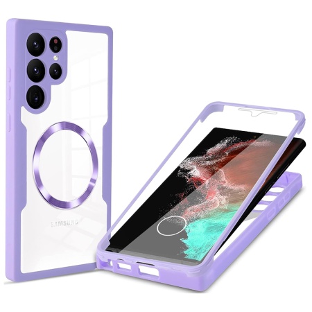 Husa + Folie pentru Samsung Galaxy S23 Ultra, SKYDDAR INNOVATION, [Pachet 360°] ColorVerse MagSafe, set cu sticker, Mov