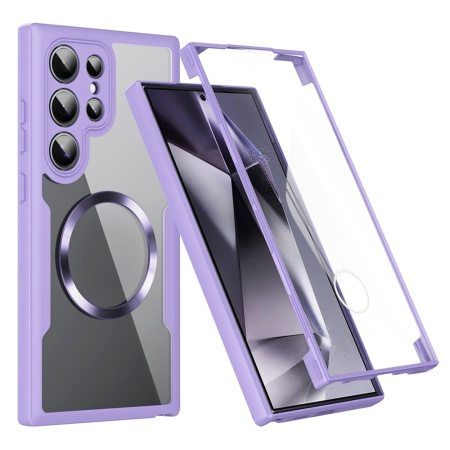 Husa + Folie pentru Samsung Galaxy S24 Ultra, SKYDDAR INNOVATION, [Pachet 360°] ColorVerse MagSafe, set cu sticker, Mov