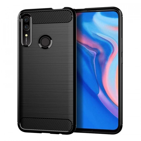 Husa Huawei P Smart Z din silicon, Slim, cu textura Fibra Carbon - Negru