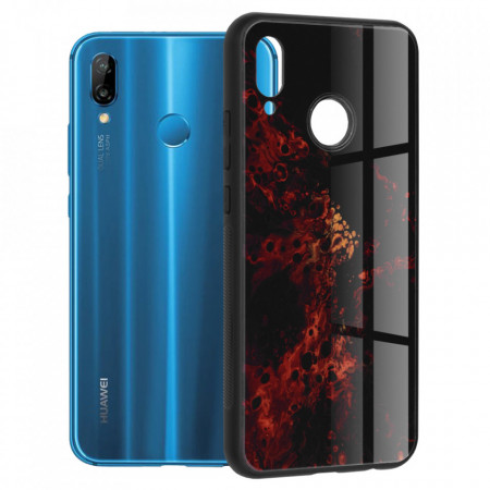 Husa Huawei P20 Lite cu sticla securizata, Techsuit Glaze - Red Nebula
