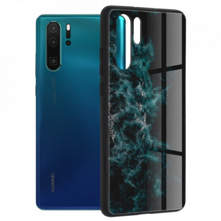 Husa Huawei P30 Pro cu sticla securizata, Techsuit Glaze - Blue Nebula