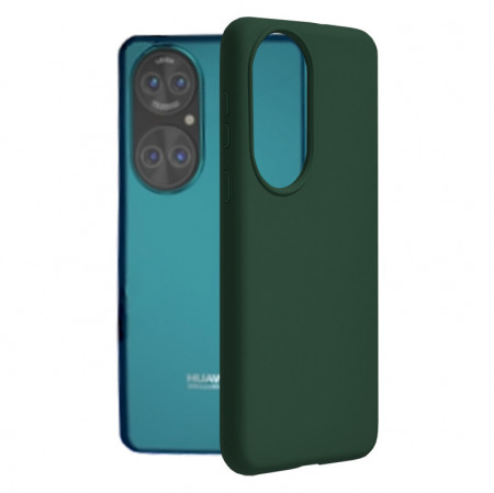 Husa Huawei P50 din silicon moale, Techsuit Soft Edge - Dark Green