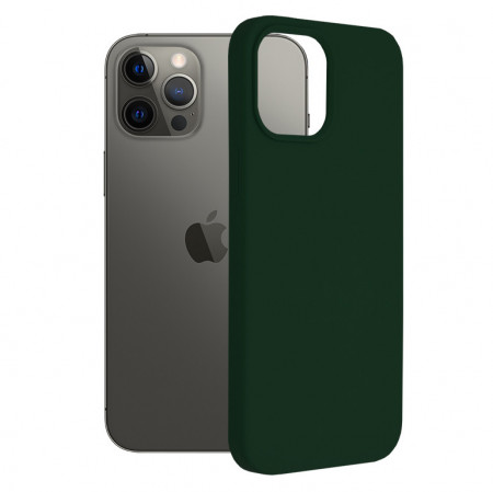 Husa iPhone 12 Pro Max din silicon moale, Techsuit Soft Edge - Dark Green