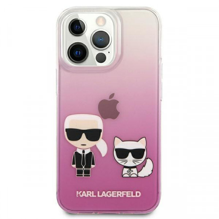 Husa iPhone 13 Pro, Karl Lagerfeld KLHCP13LCKTRP, Karl &amp; Choupette - Roz