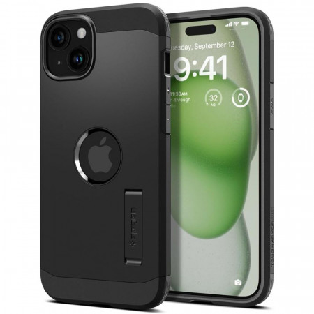 Husa iPhone 15, Spigen Tough Armor MagSafe - Negru