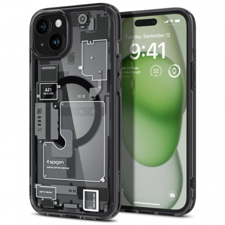 Husa iPhone 15, Spigen Ultra Hybrid MagSafe Zero One - Negru