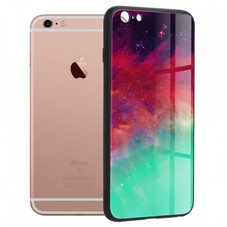 Husa iPhone 6 / 6S cu sticla securizata, Techsuit Glaze - Fiery Ocean