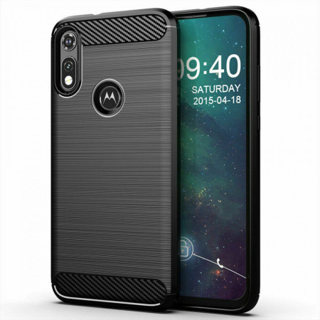 Husa Motorola Moto E6s 2020, Carbon Silicone, Techsuit - Negru