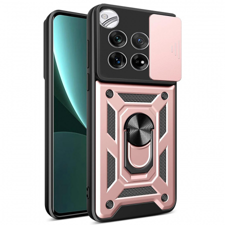 Husa OnePlus 12 cu inel magnetic si protectie camera Skyddar CamShield - Rose Gold