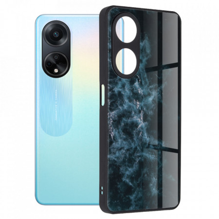 Husa Oppo A98 5G cu sticla securizata, Techsuit Glaze - Blue Nebula