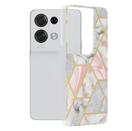 Husa Oppo Reno8 Pro Marble Series, Techsuit - Pink Hex