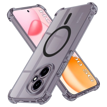 Husa pentru Honor 400, SKYDDAR INNOVATION, Shockproof MagSafe din silicon, set cu sticker, Fumuriu