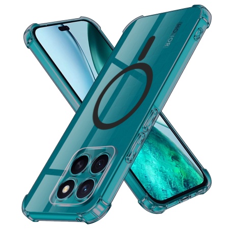 Husa pentru Honor X8c, SKYDDAR INNOVATION, Shockproof MagSafe din silicon, set cu sticker, Fumuriu