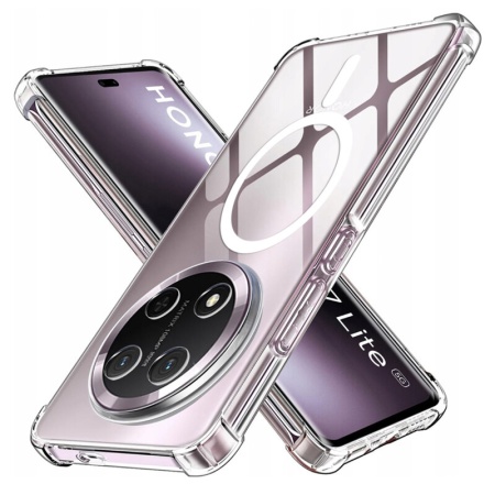 Husa pentru Honor X9c / Magic7 Lite, SKYDDAR INNOVATION, Shockproof MagSafe, Transparenta, set cu sticker
