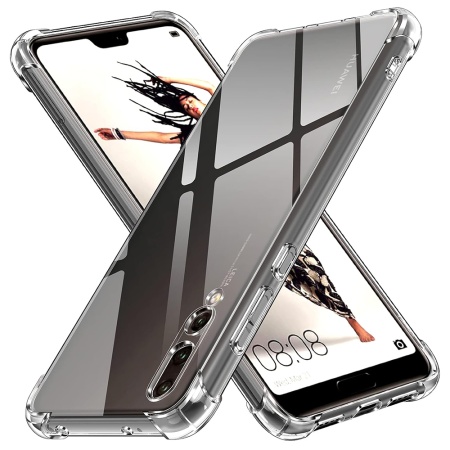 Husa pentru Huawei P20 Pro , SKYDDAR INNOVATION, Shockproof Clear din Silicon Slim, Transparenta, set cu sticker