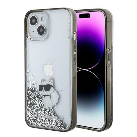 Husa pentru iPhone 13, iPhone 14, iPhone 15, Hardcase Liquid Glitter, Karl Lagerfeld - Transparent
