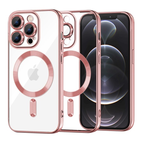 Husa pentru iPhone 13 Pro, SKYDDAR INNOVATION, Luxury Shield Magsafe, Protectie Antisoc, Roz, set cu sticker