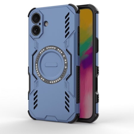 Husa pentru iPhone 16 Plus, SKYDDAR INOVATION, ArmorMag, Magsafe, set cu sticker, Albastru