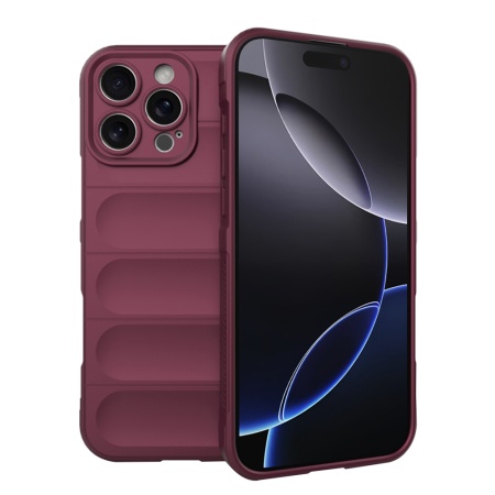 Husa pentru iPhone 16 Pro Max, SKYDDAR INNOVATION, Vogue, din Silicon Mat, Bordo, set cu sticker