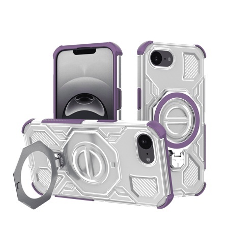 Husa pentru iPhone 16e, Antisoc, SKYDDAR INOVATION, Carbon Shield PRO, Magsafe, set cu sticker, Mov