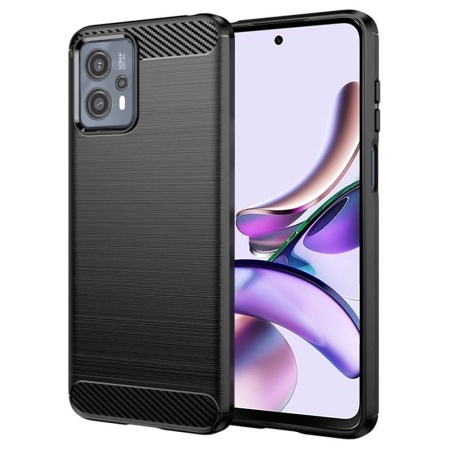 Husa pentru Motorola Moto G53 / Moto G23 / Moto G13, SKYDDAR INNOVATION, Carbon Silicone, din Silicon Slim, cu textura Fibra Carbon, set cu sticker, Negru