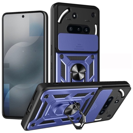 Husa pentru Nothing Phone (3a), SKYDDAR INNOVATION, CamShield, Albastru, set cu sticker