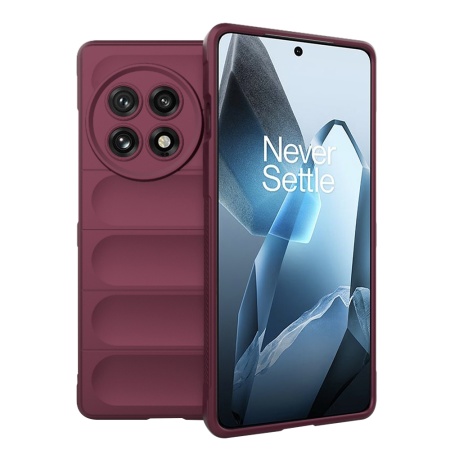 Husa pentru OnePlus 13, SKYDDAR INNOVATION, Magic Shield, din Silicon Mat, set cu sticker, Bordo