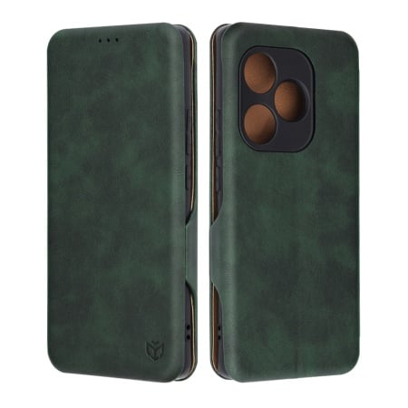 Husa pentru Realme GT 6 / GT 6T, SKYDDAR INNOVATION, Safe Wallet tip carte din Piele Ecologica, Suport Carduri, Inchidere Magnetica, Verde, set cu sticker