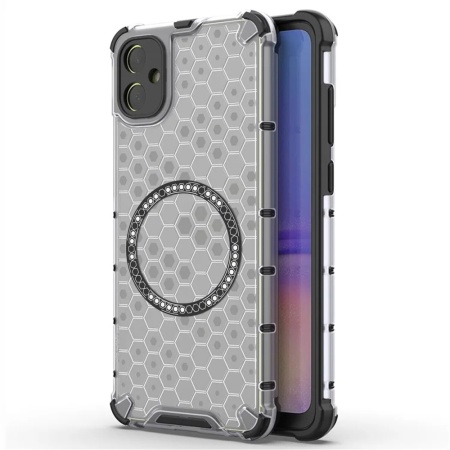 Husa pentru Samsung Galaxy A05, SKYDDAR INNOVATION, HoneyComb Shield MagSafe, Alb, set cu sticker