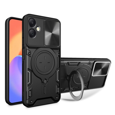 Husa pentru Samsung Galaxy A06, SKYDDAR INNOVATION, CamGuard Pro, Inel Magnetic, Protectie Camera, Negru, set cu sticker
