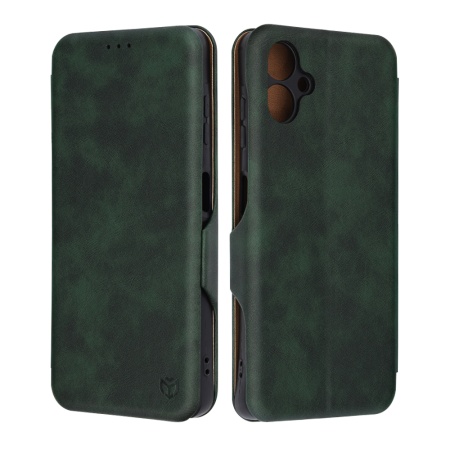 Husa pentru Samsung Galaxy A06, SKYDDAR INNOVATION, Safe Wallet tip carte din Piele Ecologica, Suport Carduri, Inchidere Magnetica, Verde, set cu sticker