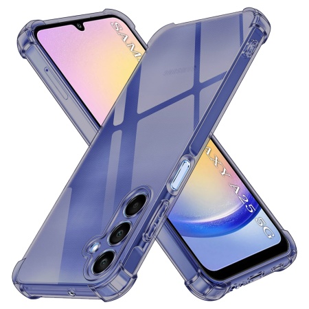 Husa pentru Samsung Galaxy A25 5G, SKYDDAR INNOVATION, Shockproof Clear Silicone, Silicon Slim, set cu sticker, Fumuriu