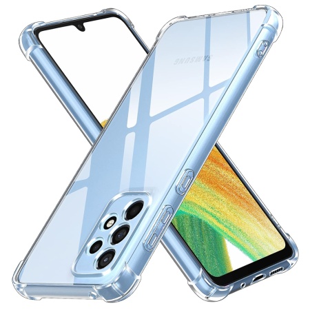 Husa pentru Samsung Galaxy A33 5G , SKYDDAR INNOVATION, Shockproof Clear din Silicon Slim, Transparenta, set cu sticker