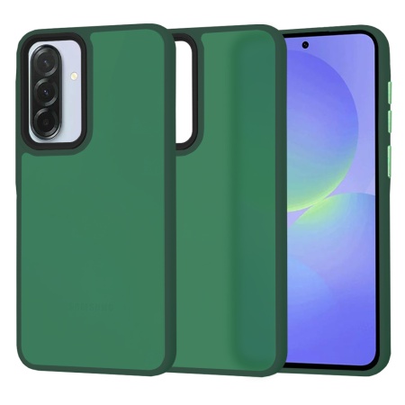 Husa pentru Samsung Galaxy A36 5G, SKYDDAR INNOVATION, HaloFrost, AntiSoc, Verde inchis, set cu sticker