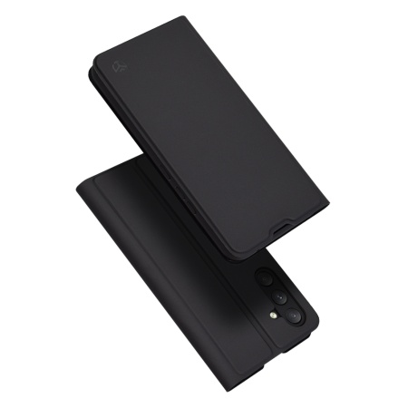Husa pentru Samsung Galaxy A54, SKYDDAR INNOVATION, Magskin Book, tip Carte cu Portofel Interior, set cu sticker, Negru