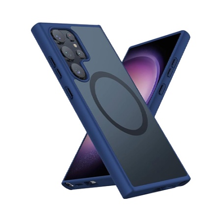 Husa pentru Samsung Galaxy S23 Ultra Magsafe, ce absoarbe intens socurile, Skyddar Frosted - Bleumarin