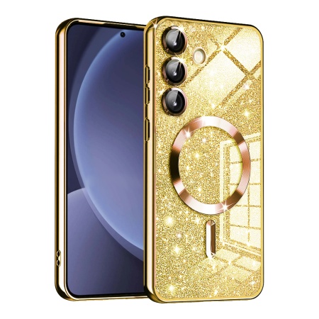 Husa pentru Samsung Galaxy S25 Design Antisoc, Fundal Detasabil 2-in-1, Protectie Superioara, Margini Ridicate, SKDR Glitter - Auriu