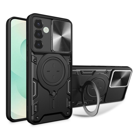 Husa pentru Samsung Galaxy S25 Plus, SKYDDAR INNOVATION, CamGuard Pro, Inel Magnetic, Protectie Camera, set cu sticker, Negru