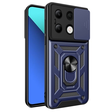 Husa pentru Xiaomi Redmi Note 13 4G, SKYDDAR INNOVATION, CamShield, Inel magnetic, set cu sticker, Albastru