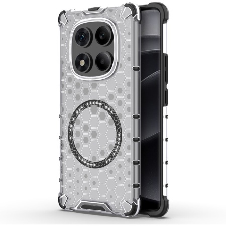 Husa pentru Xiaomi Redmi Note 14 Pro 4G, SKYDDAR INNOVATION, HoneyComb Shield MagSafe, Alb, set cu sticker