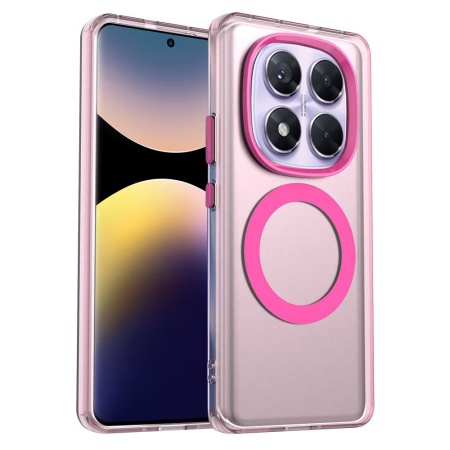 Husa pentru Xiaomi Redmi Note 14 Pro 5G / Poco X7, SKYDDAR INOVATION, CandyCase, Magsafe, set cu sticker, Roz
